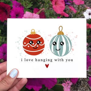 Druckbare lustige Weihnachtskarte, Weihnachtskarte für Mann, für Frau, Verzierungen Karte, beste Freundin Weihnachtskarte, ich liebe es, mit Ihnen zu hängen