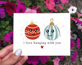 Printable Funny Christmas Card, Christmas Card For Husband, For Wife, Ornaments Card, Best Friend Christmas Card, I Love Hanging With You