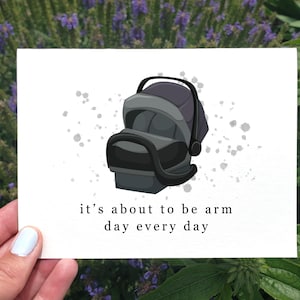 Cartão engraçado para chá de bebê para imprimir, cartão para nova mamãe, cartão de parabéns para novo bebê, presente de gravidez para amiga, está prestes a ser o dia do braço todos os dias