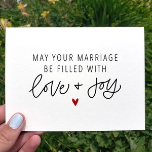 Möge Ihre Ehe mit Liebe und Freude gefüllt werden, druckbare Hochzeit Congrats Karte, Karte für Braut und Bräutigam, niedliche Hochzeit Verlobungskarte