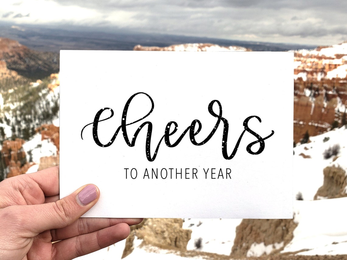 Cheers to Another Year Card New Years Card Printable Etsy