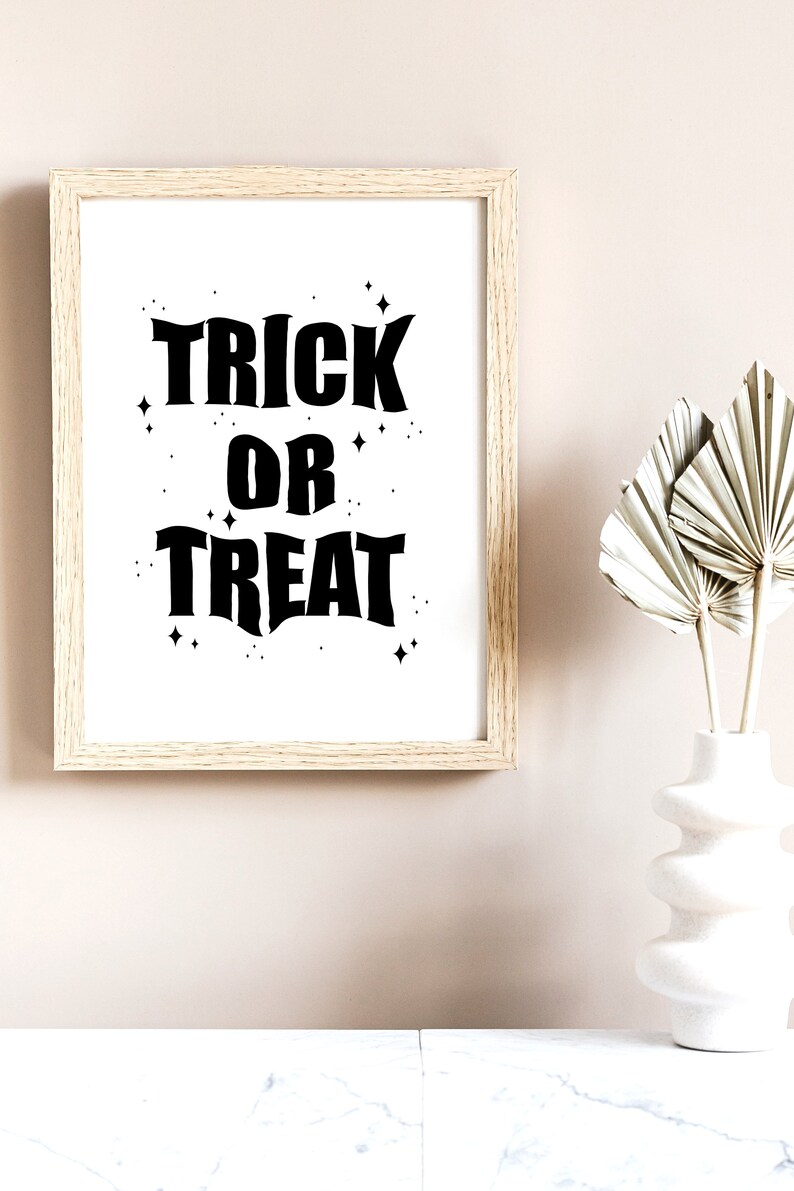 Trick or Treat Printable Wall Art Minimalist Halloween Decor Etsy