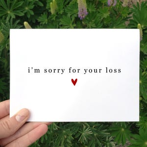 Imprimable, je suis désolé pour votre perte, carte pensée de vous, carte de sympathie, carte de condoléances, carte vous êtes aimé, carte de fausse couche, deuil