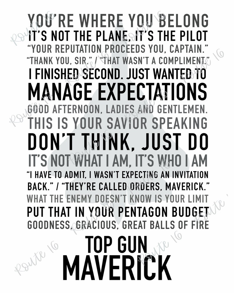 Top Gun Maverick Printable Quotes Top Gun Wall Art Pete Etsy