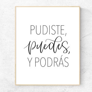 Pudiste Puedes Y Podras druckbare Wandkunst, spanisches Klassenzimmerschild, spanischer Kunstdruck, Latino Wandkunst, spanischer Ratgeber Dekor