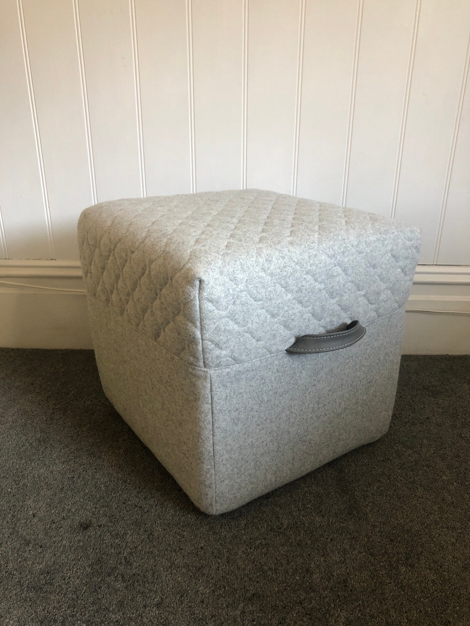 Cube Footstool With Leather Handle Etsy UK