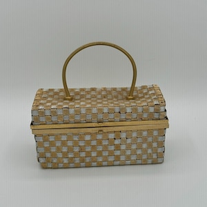 Midcentury Gold and Silver Woven Metal Handbag