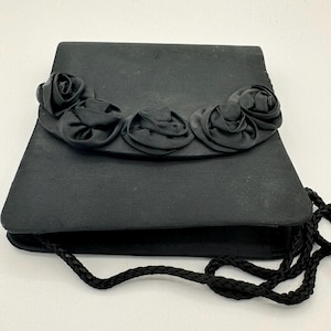 Vintage Black Rose Embellished Handbag