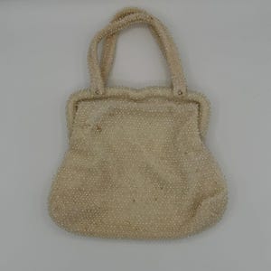 Vintage Corde-Bead by Lumured Ivory Beaded Handbag - Elegant Evening Purse