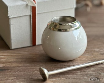 Ceramic Mate Cup with bombilla, Argentina Mate Gourd and straw Bundle, Ceramic Mate Gourd Set, Mothers Day Mate Gift Box