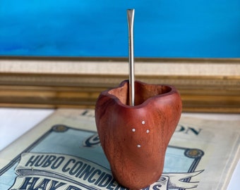 Fathers Day Present, Argentinian Mate Gourd, Wooden Yerba Mate Cup, Gift for Dad, Present for Husband