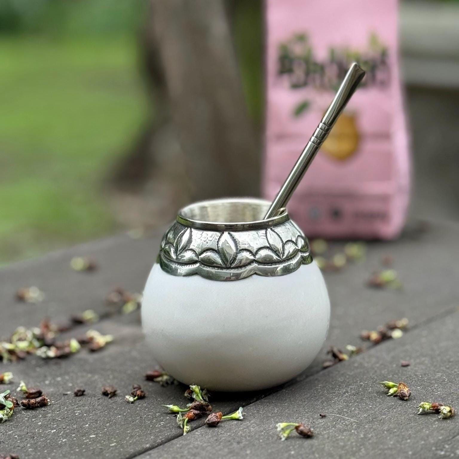 【アルゼンチン　茶器　アンティーク　1970】イェルバ マテ カップ&ストロー アルゼンチン 茶器 アンティーク 1970】イェルバ マテ カップ