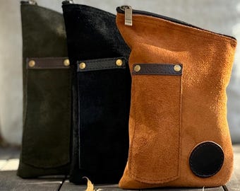 Personalized Suede Leather Yerba Mate Bag, Green Tea Kit, Bombilla Pocket Accessory