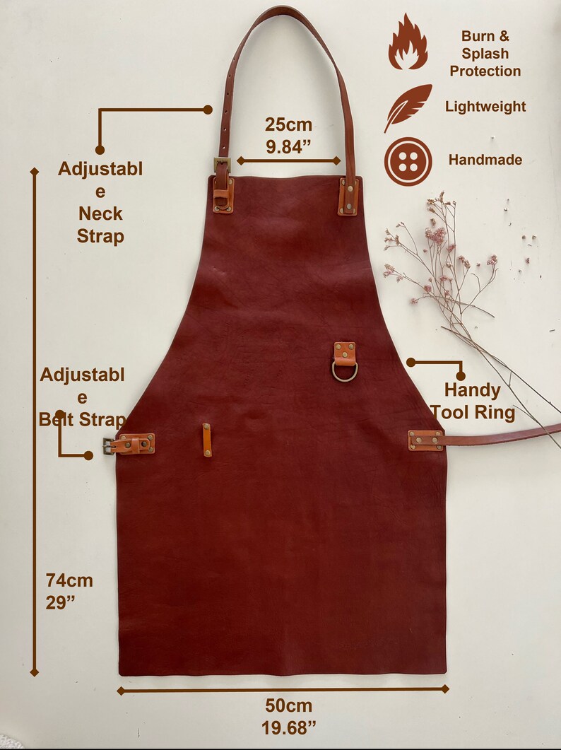 Argentine BBQ Gift Set, Leather Apron, Grill Accessories, Personalized Brown Apron