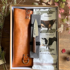 Argentine BBQ Gift Set, Leather Apron, Grill Accessories, Personalized Custom Box