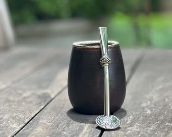 【アルゼンチン　茶器　アンティーク　1970】イェルバ マテ カップ&ストロー アルゼンチン 茶器 アンティーク 1970】イェルバ マテ カップ