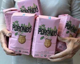 Organic Certified Porongo Yerba Mate Pack of 5 bags, Yerba Mate Loose Leaf Tea, Mate Argentina, Mother's Day Mate Gift Box, Ceramic Gourd