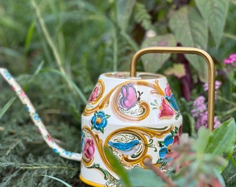 Limited Edition Watering Can, Long Spout, Hand painted by Artist with Filete Porteño Technique