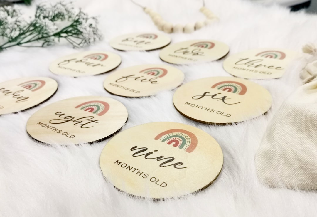 Magical Rainbow Wooden Baby Milestone Discs Set of 13 - Etsy