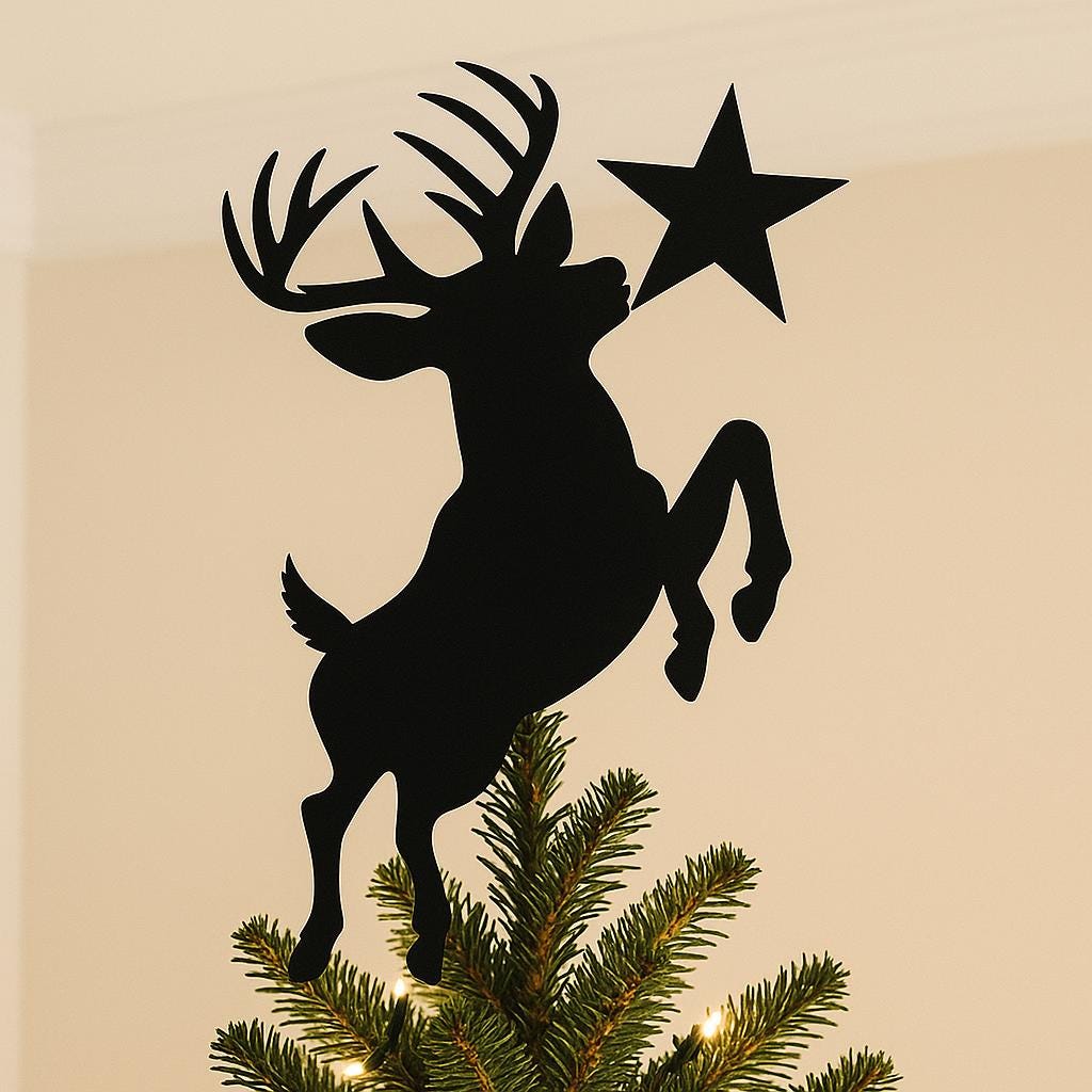 37 Unique Christmas Tree Themes to Inspire Your Holiday Spirit: Deck the Halls Like Never Before! 21 Deer Star Christmas Tree Topper, Buck Holiday Decoration, Christmas…
