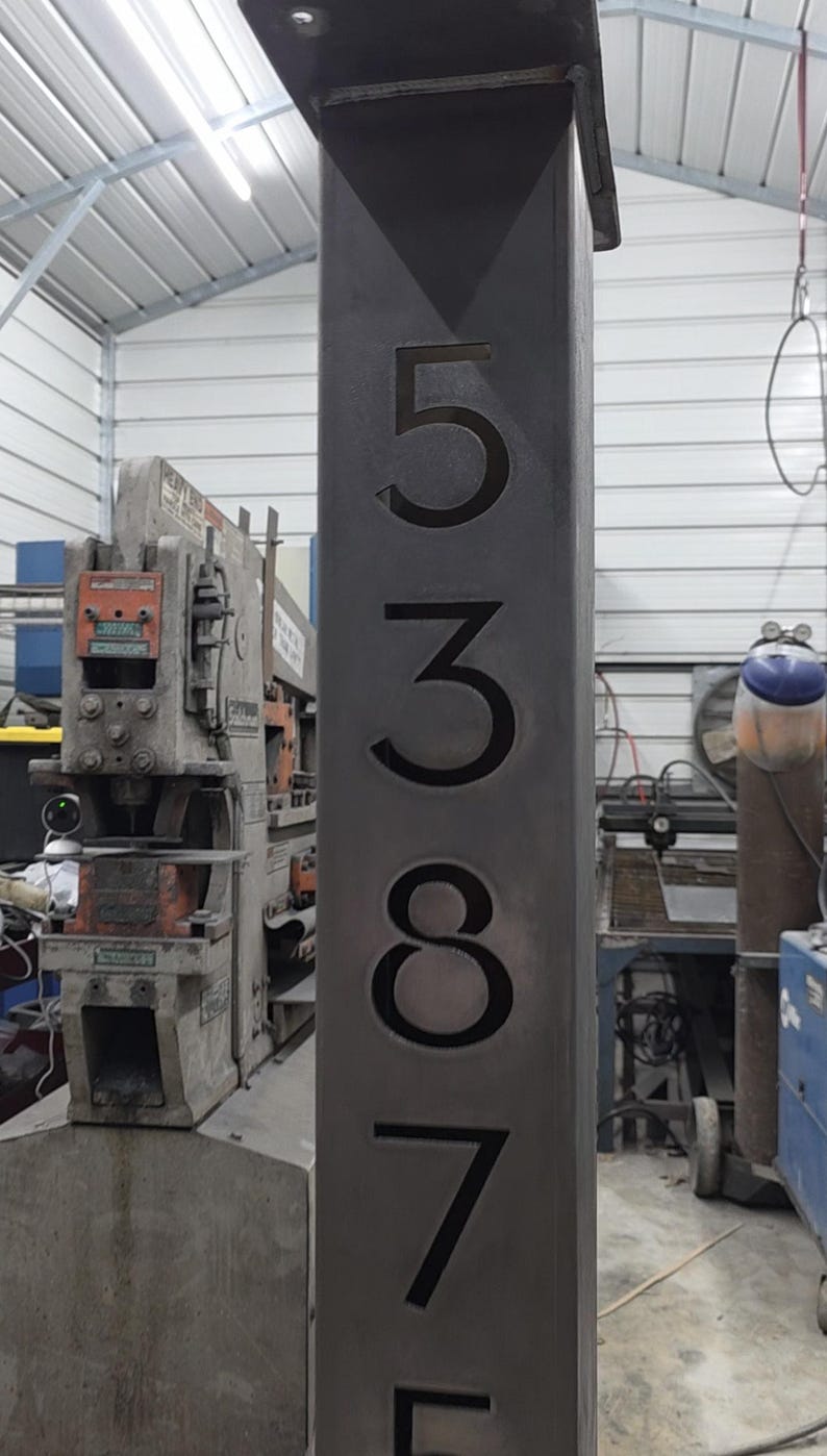 Modern Industrial Mailbox Post, Steel Mailbox Column, Address Column ...