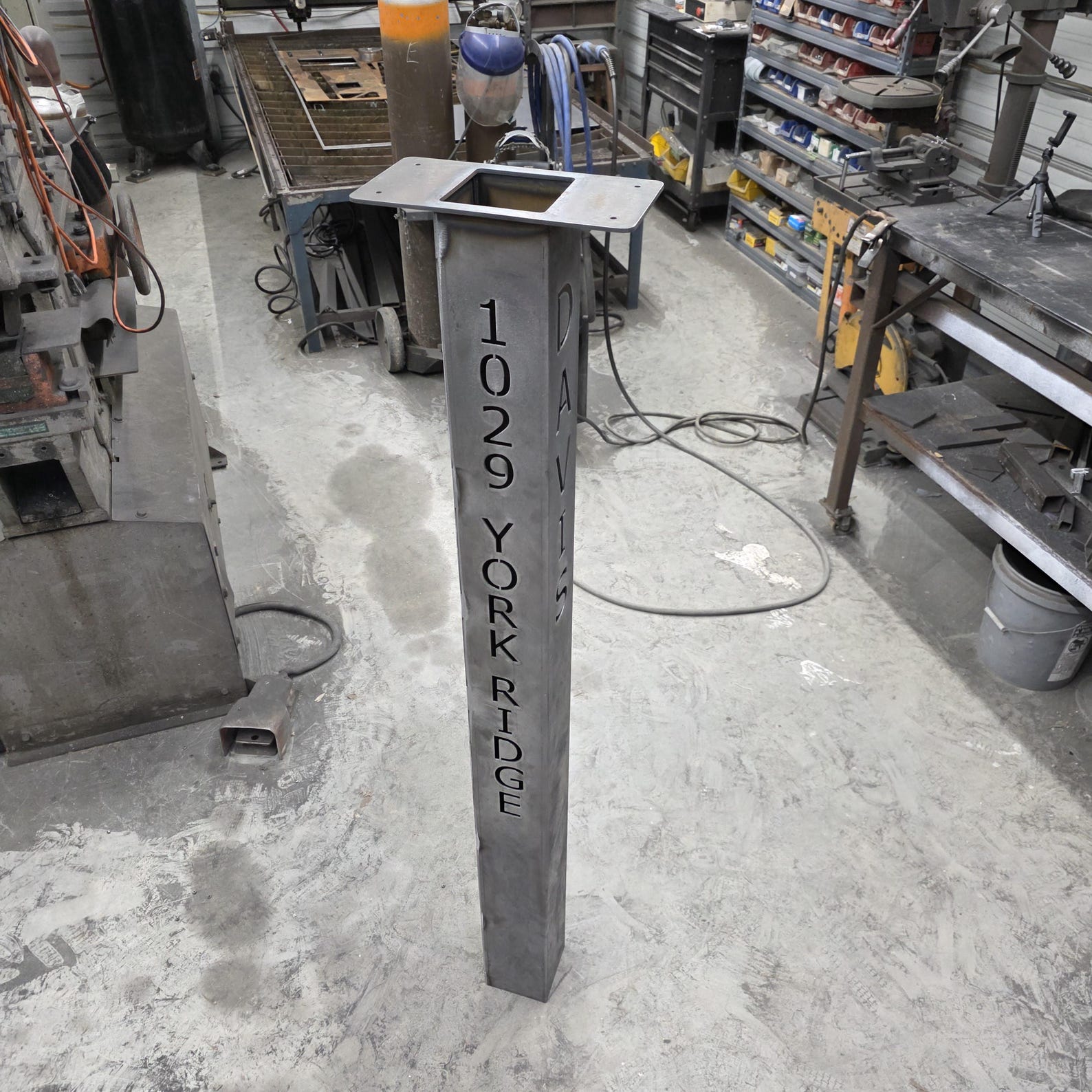 60 Inch Modern Mailbox Post, Steel Mailbox Column, Address Column ...