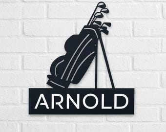 Personalized Metal Golf Sign | Custom Golf Name Sign | Kids Sports Room Decor | Golf Sign for Nursery, Man Cave Golf Decor, Golfing GIFTS