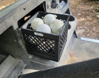 Golf Cart Cup Holder Storage Basket | Milk Crate Organizer | Golf Ball Holder | Golf Cart Accessories | Golfer Gift | Rangefinder Storage