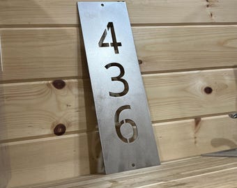 Modern Vertical Metal House Number Sign – Custom Address Plaque