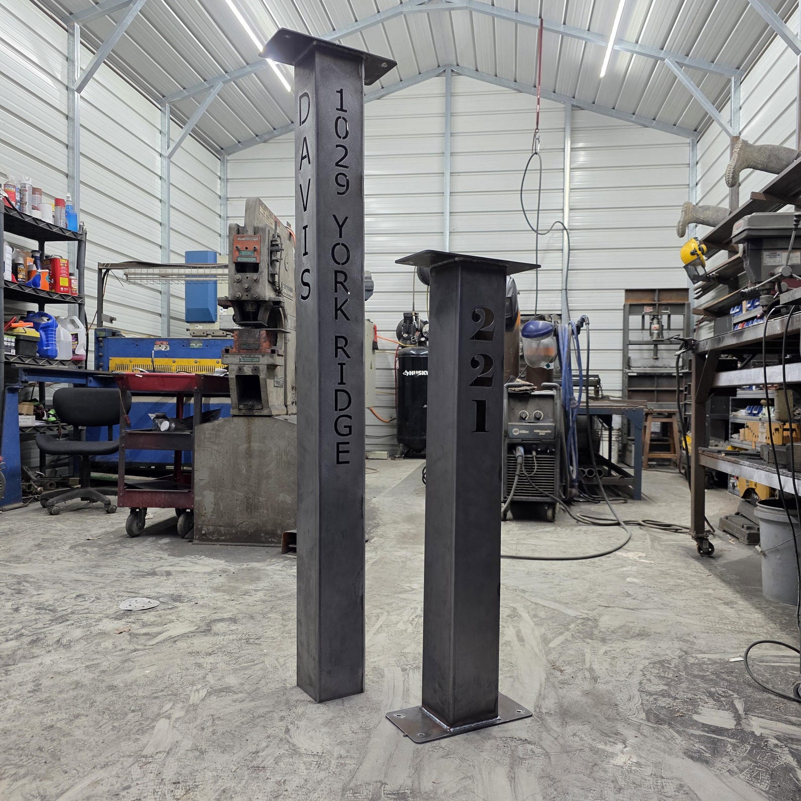 60 Inch Modern Mailbox Post, Steel Mailbox Column, Address Column ...