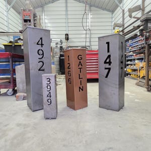 Metal Address Column | House Numbers Steel Column | Address Numbers Pillar | Custom Address Post, Solar Garden Column, Address Sign