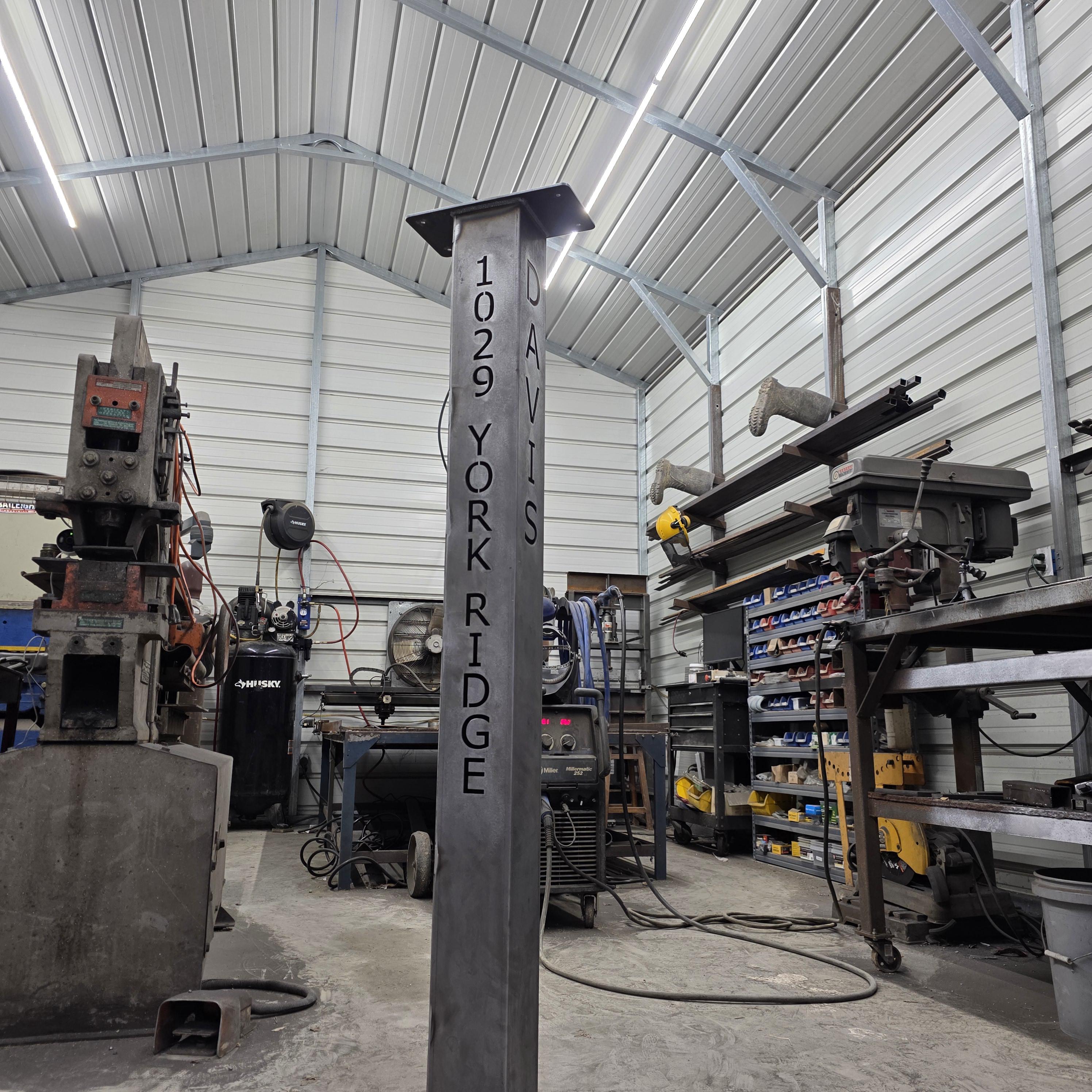 60 Inch Modern Mailbox Post, Steel Mailbox Column, Address Column ...