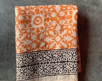 Lot 4 Piece Hand block printed sarong bagru print,Ladies Scarves Dupatta Jaipur Print,Summer Beach Scarf,Natural Color Processed