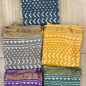 Set of 5 Indian Hand Block Printed Cotton Pareo | Sarong & Women&#39;s Wear Dupatta