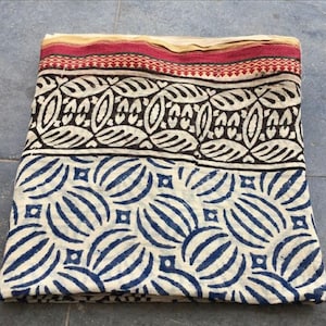 Handmade Indian Cotton Sarong | Hand Block Print Pareo | Decorative Jari Dupatta