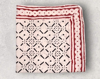Set 2 Bandana Scarf Handmade Hand Block Print Natural Casual Dinner Wedding Vintage Napkin,Face Neck Wrap,Size 21x21
