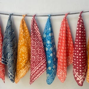 Set of 10  Hand printed bandana,Neckkerchief,Handkerchief,Necktie made with natural colours gift item
