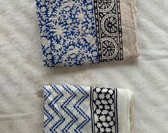 Set of 2 Hand Block Printed Cotton Pareo | Indian Sarong & Women&#39;s Dupatta