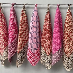 Set of 7 Hand printed bandana,Neckkerchief,Handkerchief,Necktie made with natural colours gift item