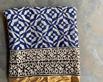 Hand Block Print Cotton Sarong: Indian Pareo Dupatta