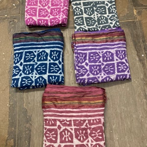 Set of 5 Indian Cotton Pareo | Hand Block Print Sarong & Decorative Women&#39;s Dupatta