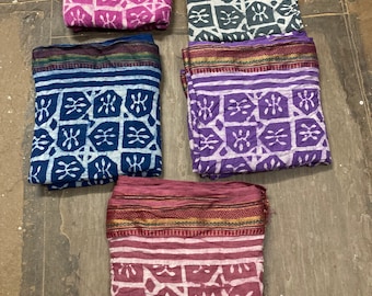 Set of 5 Indian Cotton Pareo | Hand Block Print Sarong & Decorative Women&#39;s Dupatta