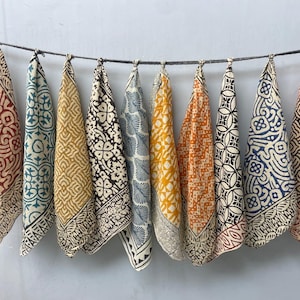 Set of 10  Hand printed bandana,Neckkerchief,Handkerchief,Necktie made with natural colours gift item