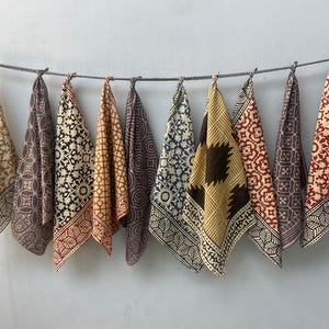 Set of 10  Hand printed bandana,Neckkerchief,Handkerchief,Necktie made with natural colours gift item