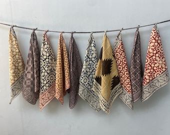 Set of 10  Hand printed bandana,Neckkerchief,Handkerchief,Necktie made with natural colours gift item