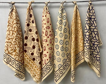 Handgedruckte Baumwoll-Bandana-Set - Natural Dyes, 51 x 50 cm