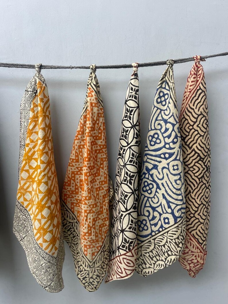 Set of 10 Hand Printed Bandana,neckkerchief,handkerchief,necktie Made ...