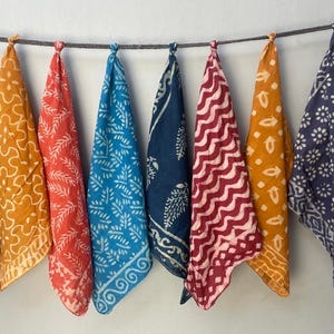 Set of 10  Hand printed bandana,Neckkerchief,Handkerchief,Necktie made with natural colours gift item