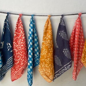 Set of 10  Hand printed bandana,Neckkerchief,Handkerchief,Necktie made with natural colours gift item