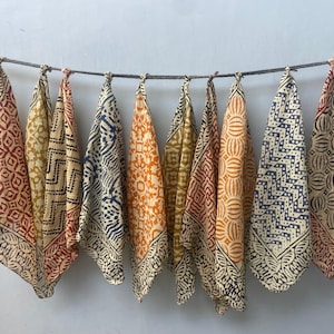Set of 10  Hand printed bandana,Neckkerchief,Handkerchief,Necktie made with natural colours gift item